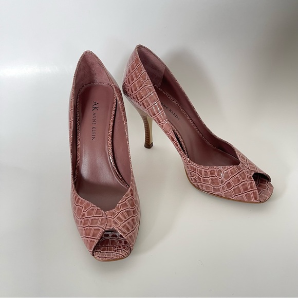 Anne Klein Faux Croc Peep Toe Heels